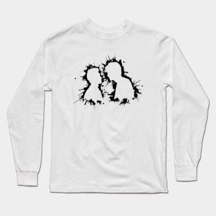 Shadowhunters / The Mortal Instruments - Malec voids and outline splashes (black) - Alec Lightwood and Magnus Bane / Matthew Daddario and Harry Shum Jr Long Sleeve T-Shirt